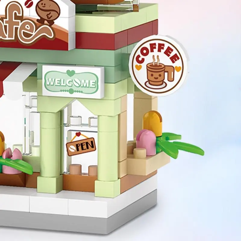 120pcs Coffee Shop Design Micro Building Block Kit, Miniature Cafe Model, Building Toy For Kids, Christmas Gift 6