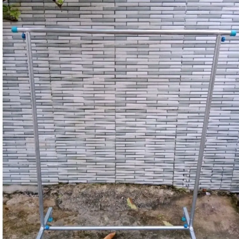 sào đồ treo quần áo kẽm đơn  trơn, khoen, bánh xe lắp ráp gọn  Cao Su