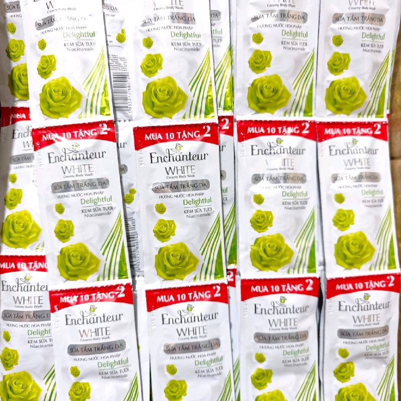 Combo 5 Dây Sữa Tắm Trắng Da Enchanteur White Delightful - hoa hồng xanh lá