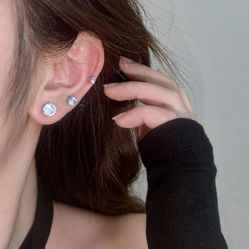 Bông Tai Từ Tính Zircon Punk, Siêu Lấp Lánh, Không Cần Xỏ Lỗ Tai, Dành Cho Nam Và Nữ, Không Thủng, Đồ Trang Sức Giả jewellery  kk 1