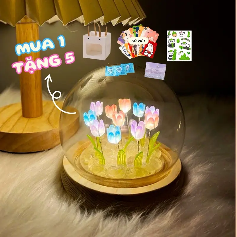 [Giá đang rẻ nhất] Đèn Ngủ Hoa Tulip Nhiều Màu Sắc Thủ Công DIY, Đèn Hoa Để Bàn, Để Decor Trang Trí, Quà Tặng Ý Nghĩa Trong Các Dịp Lễ 0