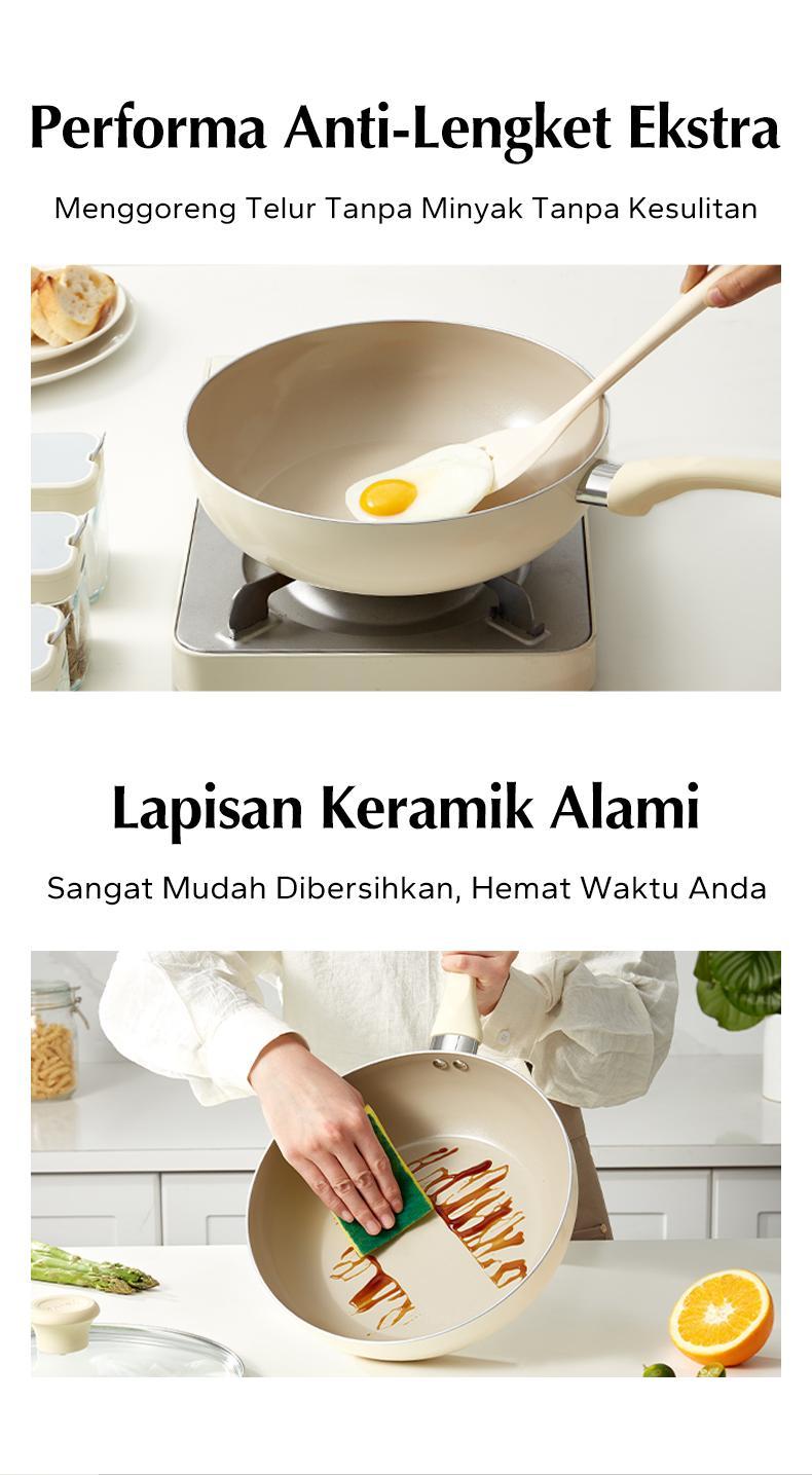 Redchef Nonstick Ceramic Rock 12 Pcs Peralatan Masak Set Non PFAS & PTFE & PFOA Cocok untuk Semua Kompor Wok Penggorengan Panci Induksi Tutup Panci Panci keramik peralatan dapur - 12 Buah Set