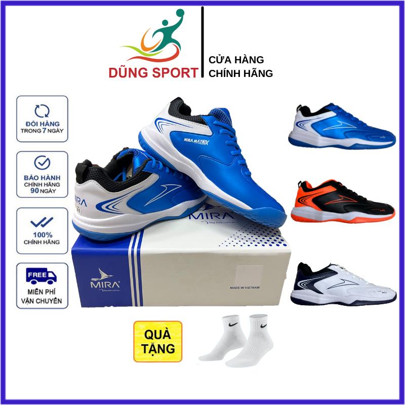 Giày cầu lông, Giày bóng chuyền Mira Matrix nam nữ chính hãng tặng tất dệt kim không mùi - Đế cao su Eva bám sân chơi sân bê tông tốt