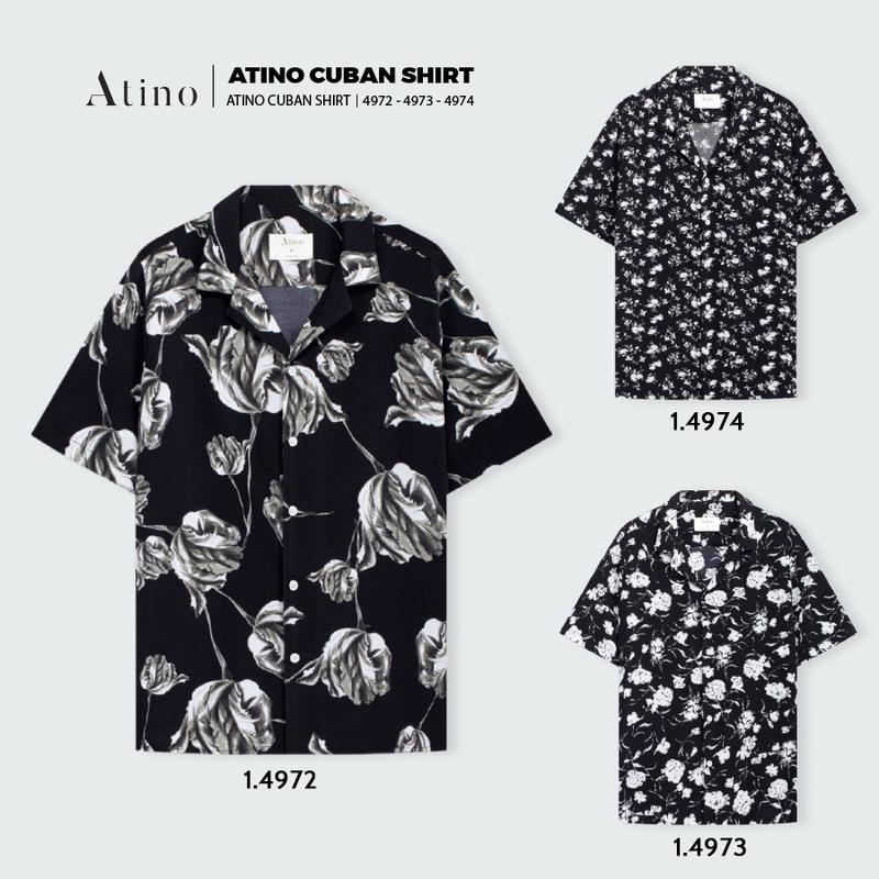 Áo Sơ Mi Nam Cộc Tay Họa Tiết ATINO R.L.L.1.4971-4972-4973-4974 Menswear Cổ Tròn Tre Bi sominam dep áo sơ áo sơ
