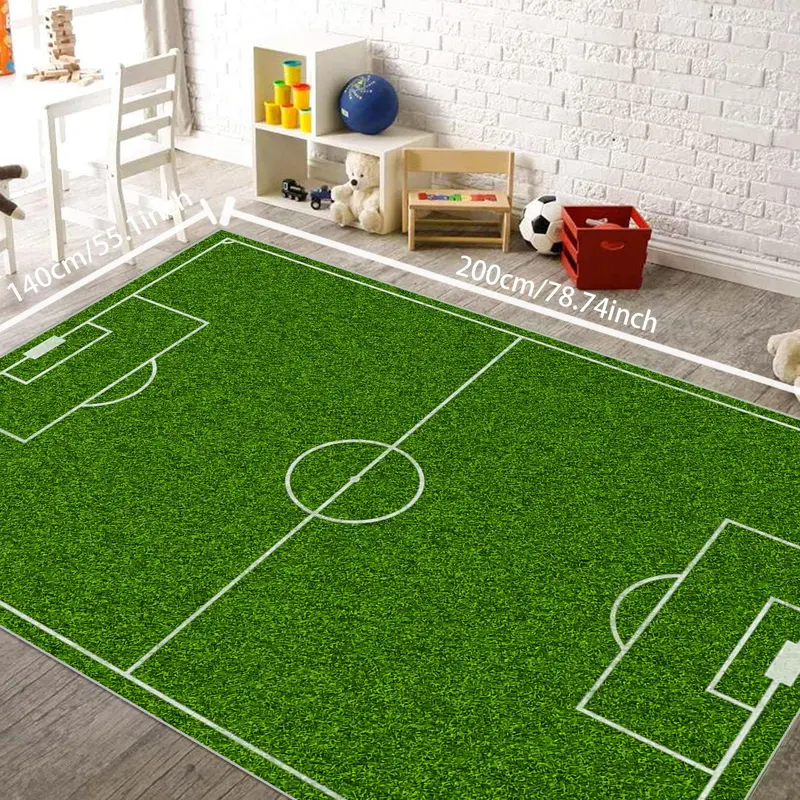 Cartoon Soccer Field Pattern Area Rug, 1 Count Non-slip Soft Floor Mat, Rectangle Decorative Carpet for Home Living Room Bedroom, Home Decor 3