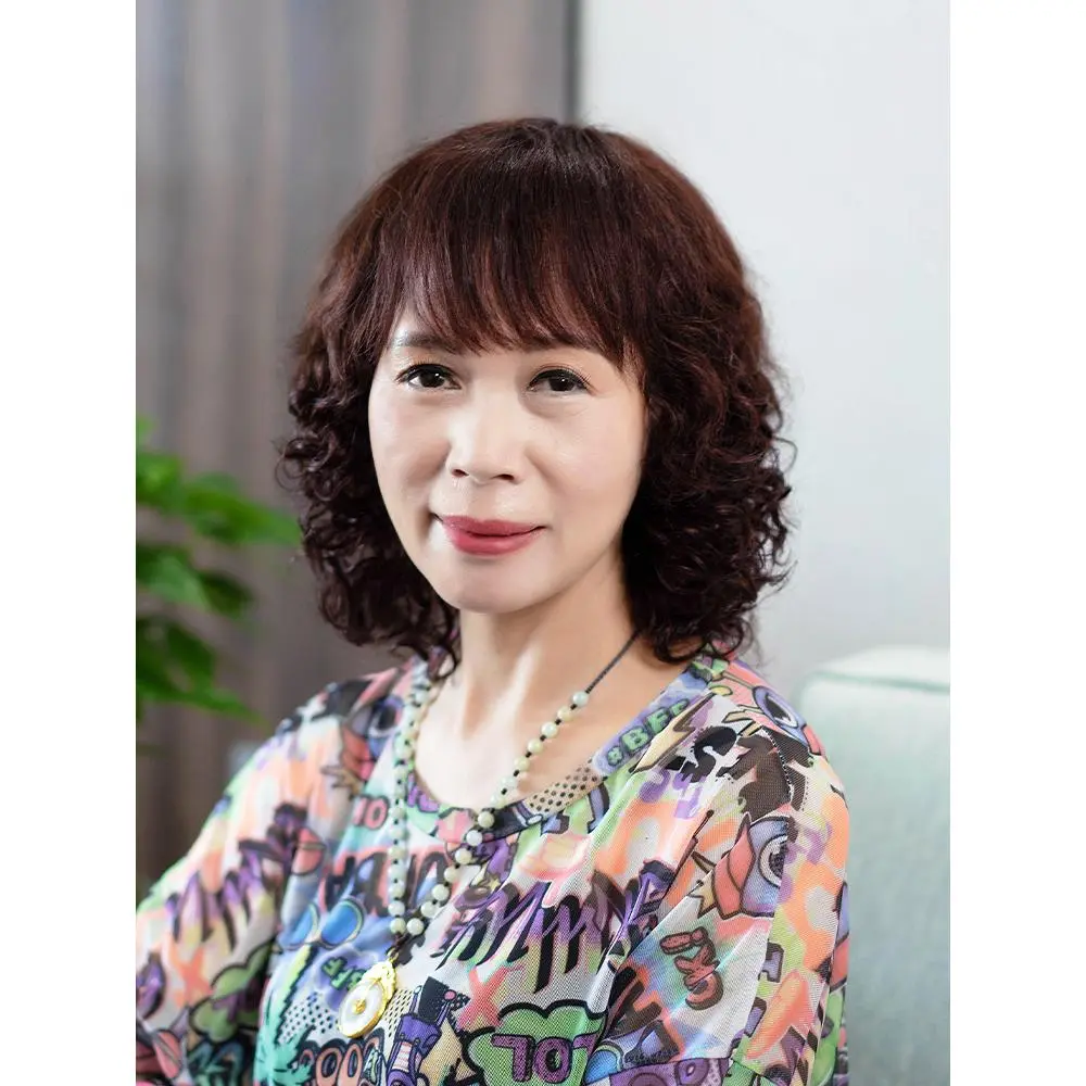 Mom Wig Female Short Hair Perm Roll Full-Head Wig Fashion Real Hair Full Real Human Hair Middle-Aged and Elderly Bald Chemotherapy Wig