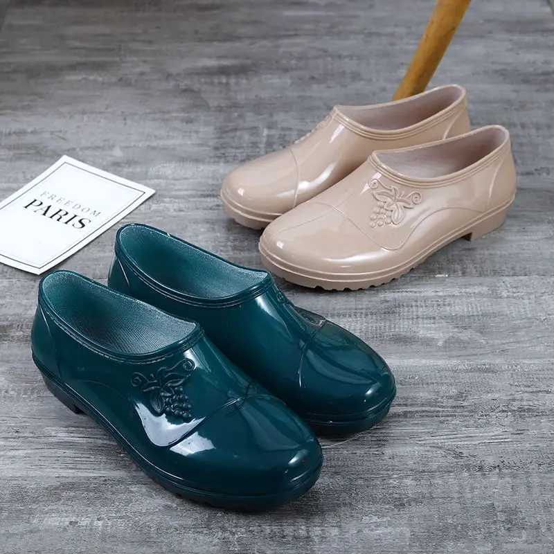 Ủng Đi Mưa, Cổ Thấp, Không Thấm Nước, Cắt Thấp, Giày Cao Su Ngưu Mao, Thích Hợp Cho Nhà Bếp, Chống Trượt, Bọc Giày Cổ Thấp, Giày Đi Mưa, Dành Cho Nữ Và Người Lớn 7