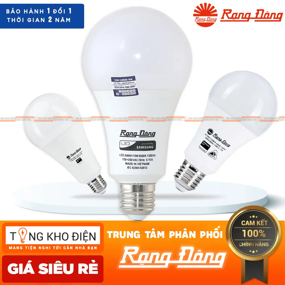 Bóng đèn LED bulb Rạng Đông | bảo hành 1 đổi 1 trong 2 năm | 3-5-7-9-10-12-15-20W