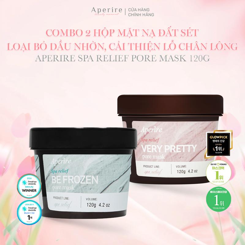  COMBO 2 Hộp Mặt Nạ Đất Sét Aperire Spa Relief Pore Mask 120g 