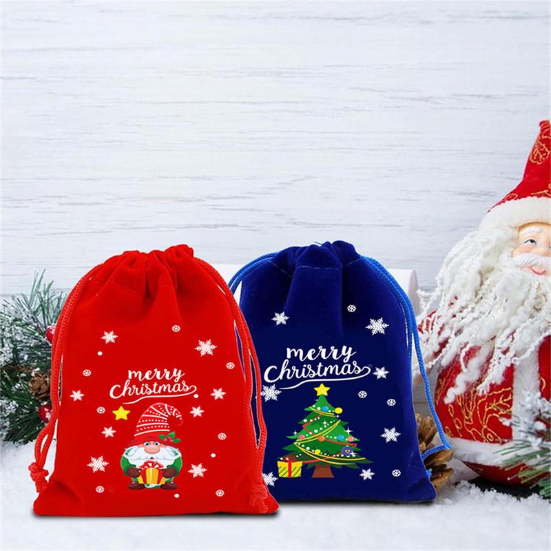 Product Introduction of Large Xmas Bags Reusable Small Medium Velvet Bags Green Packaging Drawstring Bags for Christmas Party New Year Holiday Kids Family Celebration Gifts 5