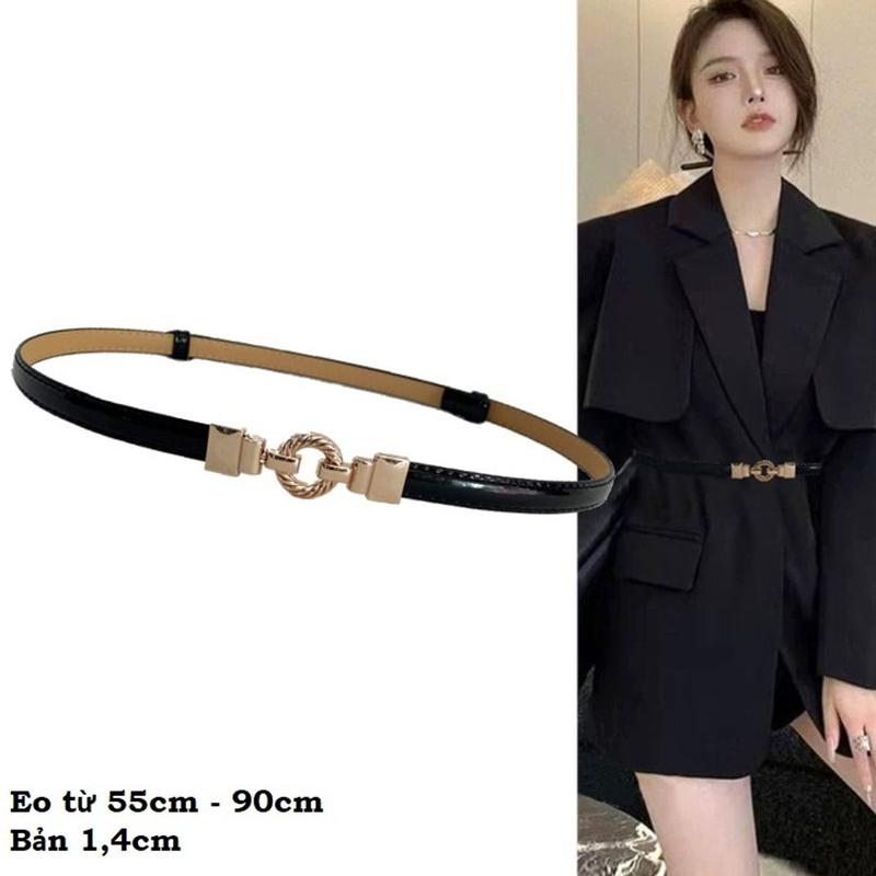 Thắt Lưng Nữ, Đai Váy Nữ Mặt Tròn Bản Nhỏ 1.4CM Kiểu Dáng Thời Trang, Dây Nịt Nữ Khóa Hợp Kim Hàn Quốc- DAIVAY005 Titan