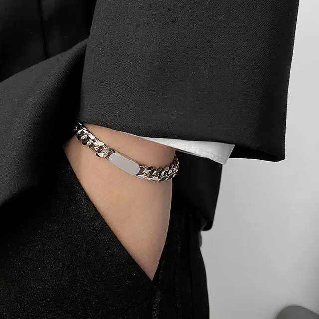 Gelang Rantai Cuba, Bahan Keluli Titanium, Untuk Lelaki, Fesyen, Rekaan Peribadi, Reka Bentuk Cantik, Gaya Ringkas dan Sejuk, Gelang Lelaki
