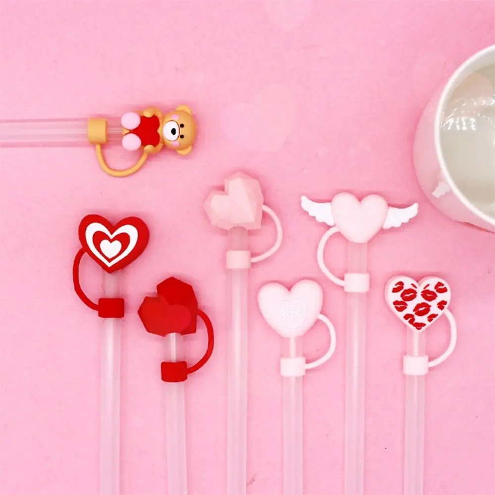Cup Accessories 10mm Hearts Straw Cover Silicone Dust-Proof Straw Tip Anti-spill Straw Toppers 30&40 Oz Stanley Cup