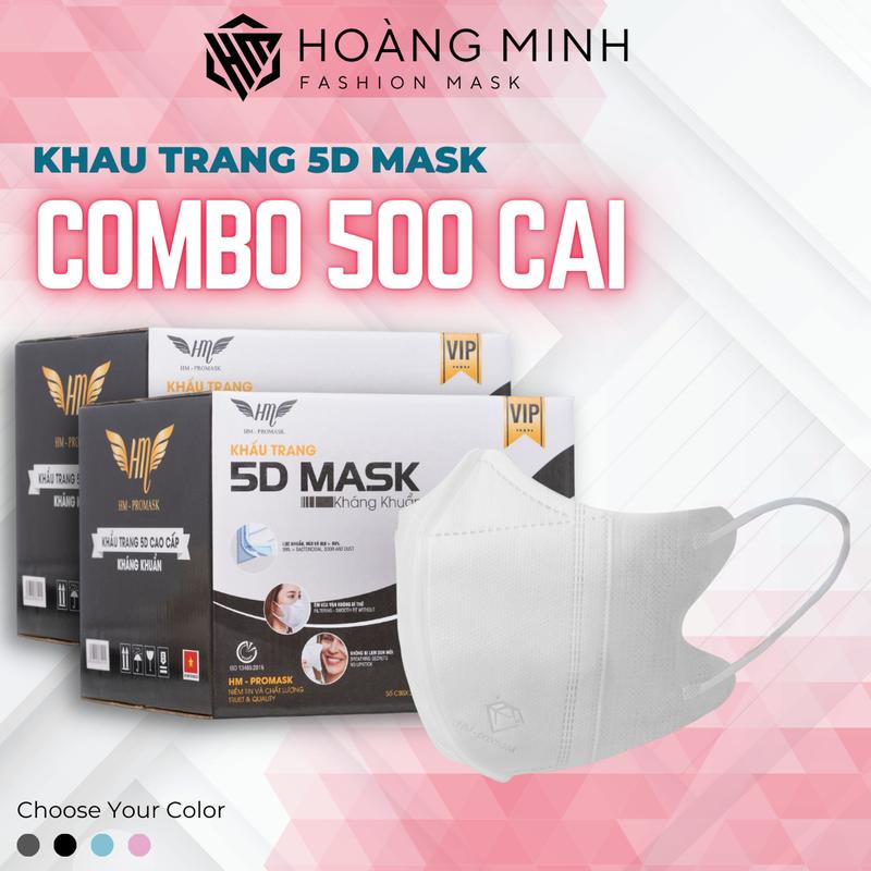 Thùng 500 cái Khẩu trang 5D Hoàng Minh kháng khuẩn
