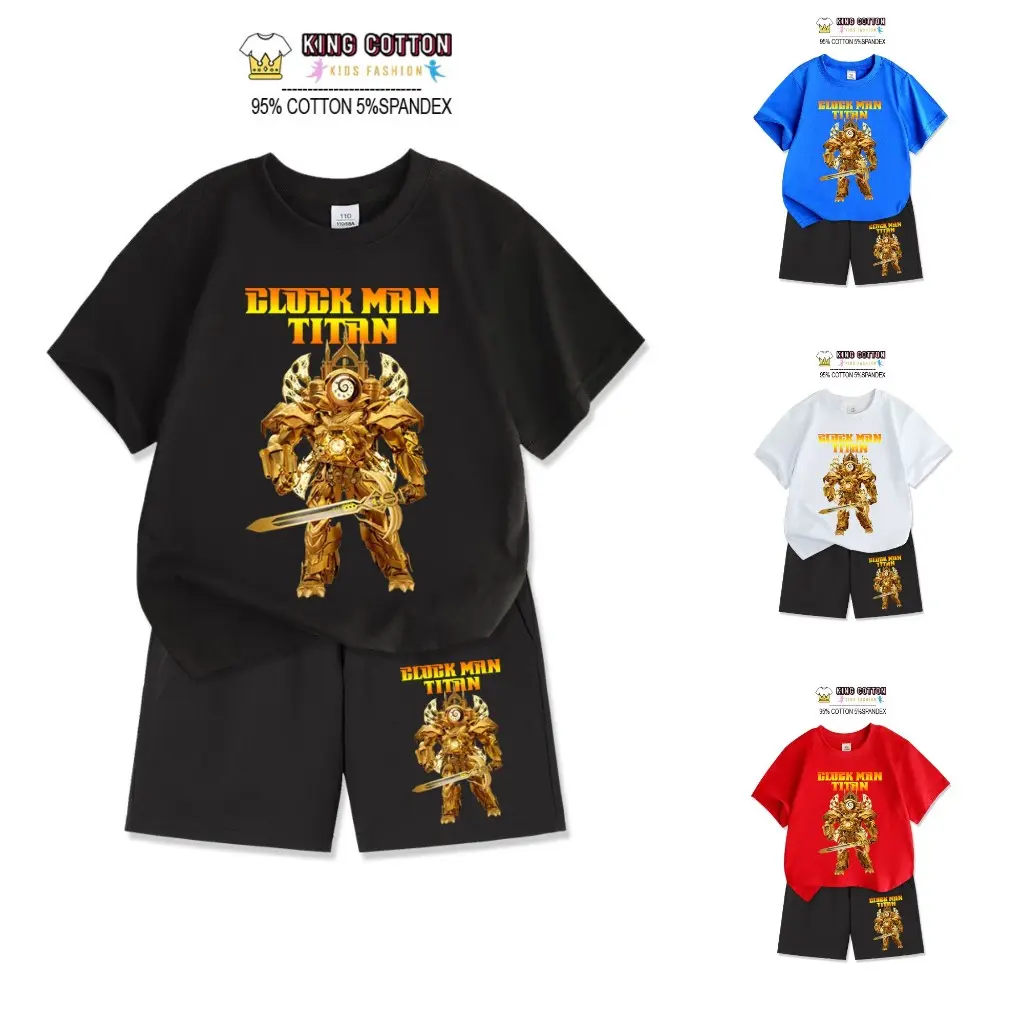 Bộ Cotton Trẻ Em CLOCKMAN, Size 7-32kg, 4 Màu Áo, 95% Cotton 5% Spandex, Quần Áo Cotton Cho Bé Vải Cotton