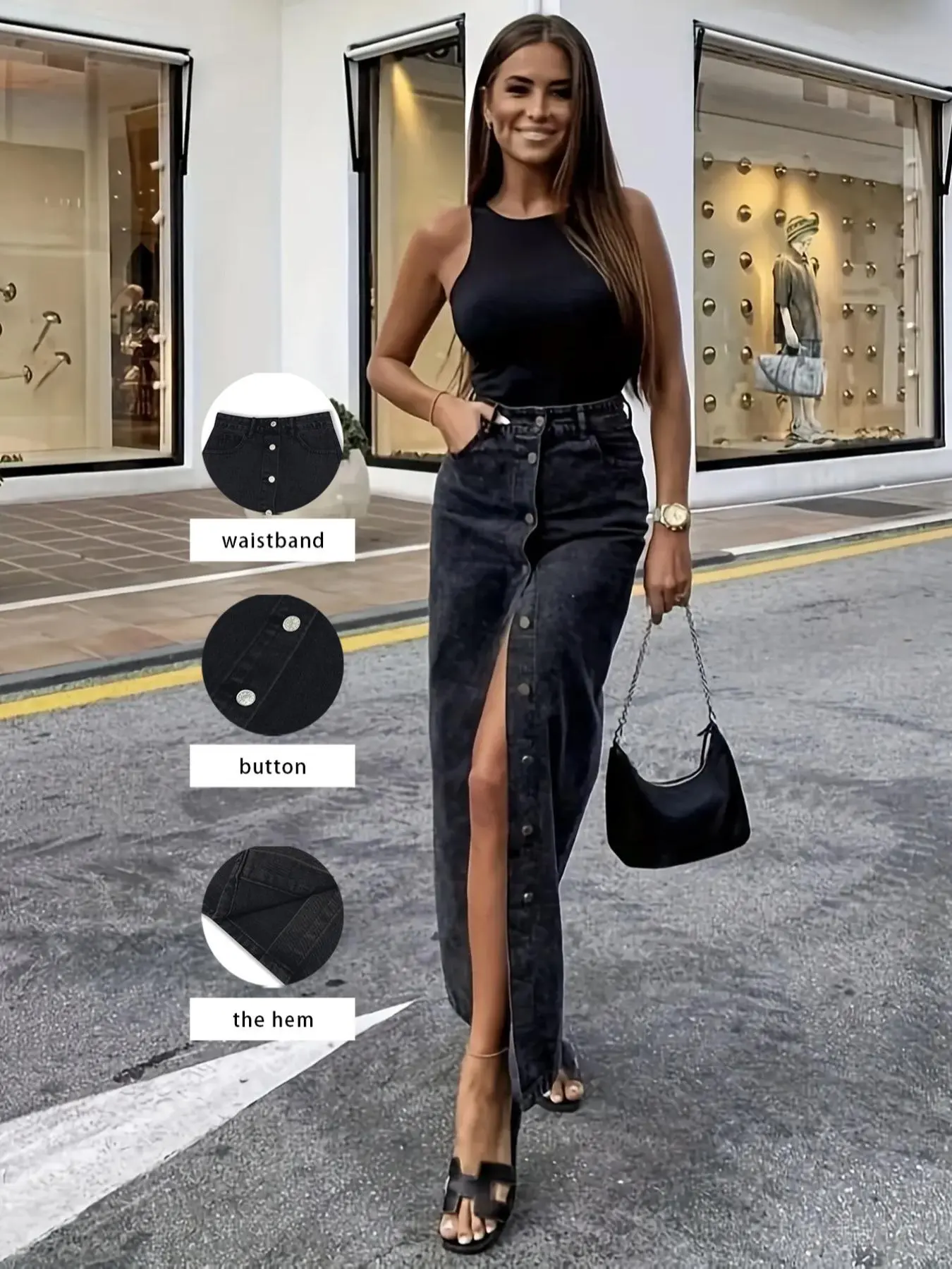Women's Denim Skirt, Elegant Fashion Casual Long Skirt for Daily Outdoor Wear, Ladies Bottoms for All Seasons