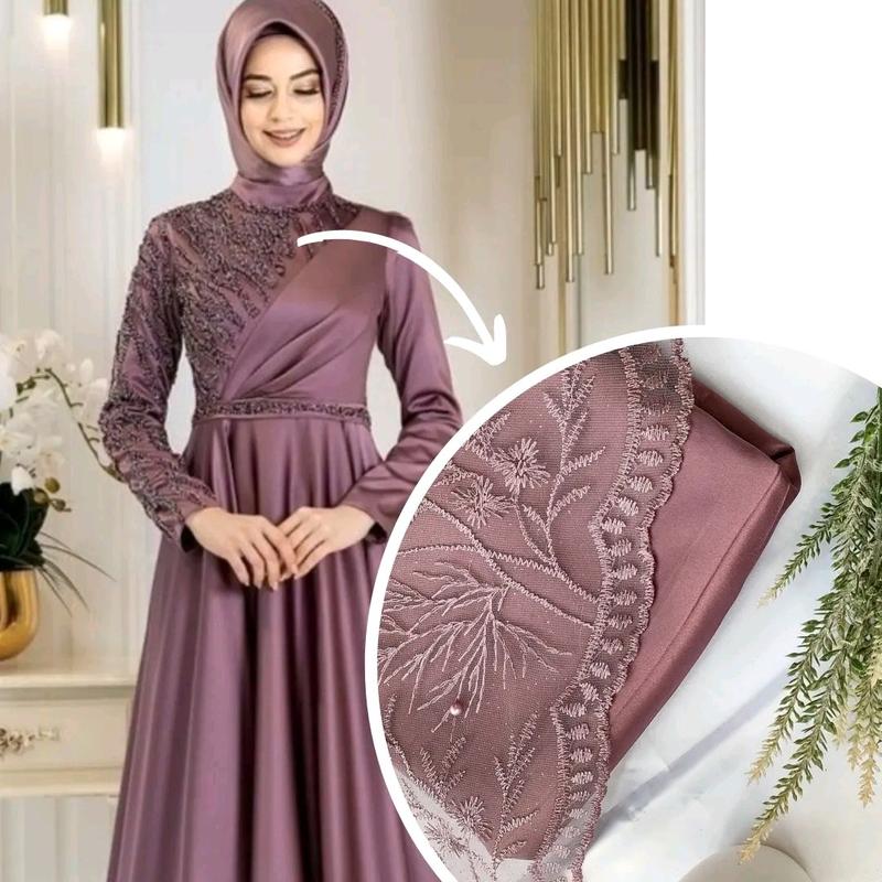 Kain Tile Bordir Mutiara Gliter Seragam 3