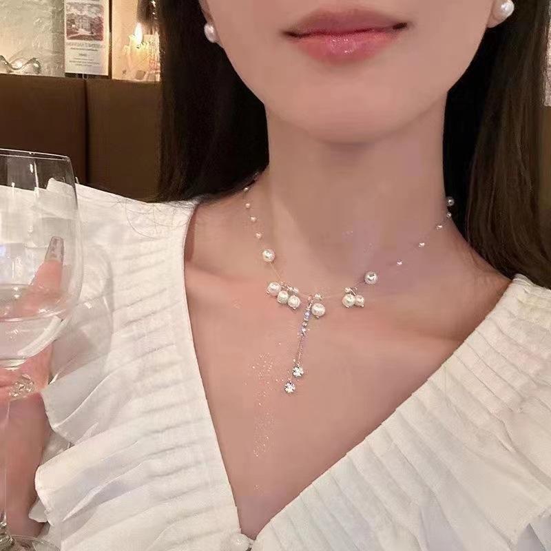 Vòng Cổ Ngọc Trai Bướm Hoa Trà, Thanh Lịch Và Quý Phái, Thiết Kế Thoát Hiểm Lãng Mạn, Dành Cho Phụ Nữ, Giá Cả Phải Chăng Và Sang Trọng, Vòng Cổ Dây Chuyền số lượng ít, Thời Trang 2