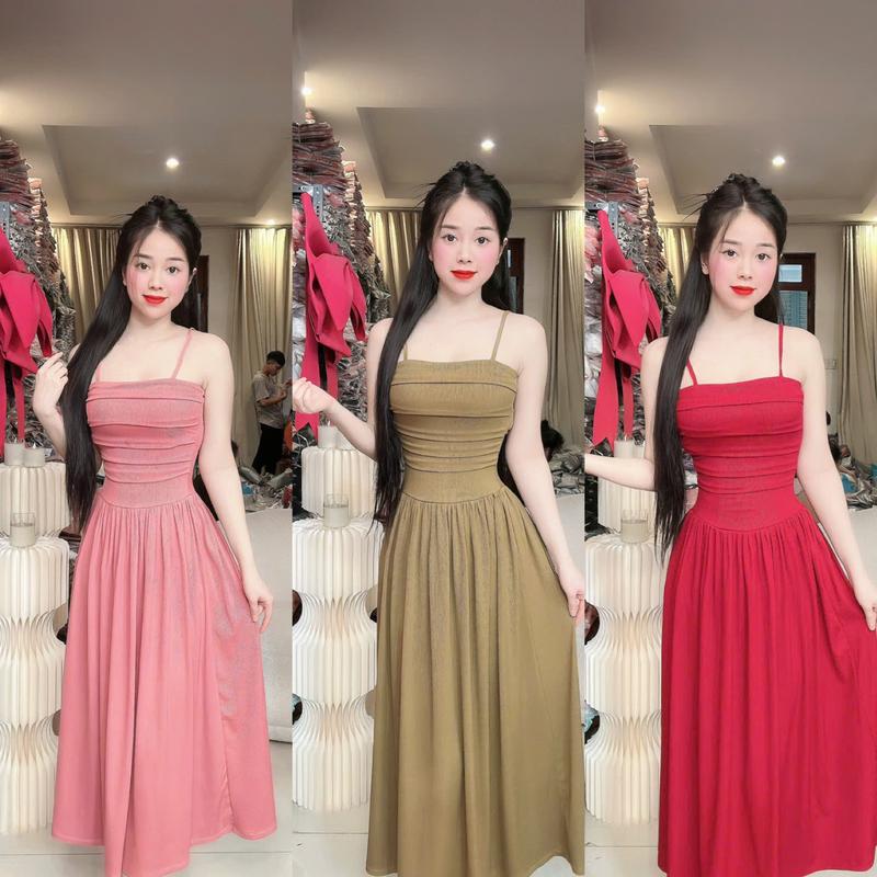 U16 Đầm thiết kế form xoè váy hela hai dây vải co dãn mặc mát che mỡ bụng xếp ly cách điệu by Thương Lê U16