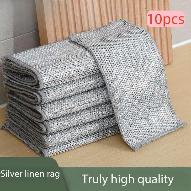 Product Introduction of Stainless Steel Dishcloth, 10pcs Multifunctional Wire Dishcloth, Kitchen Scrubbing Wire Cleaning Cloth, Kitchen Cleaning Tool for Home Dormitory Dining Room 0