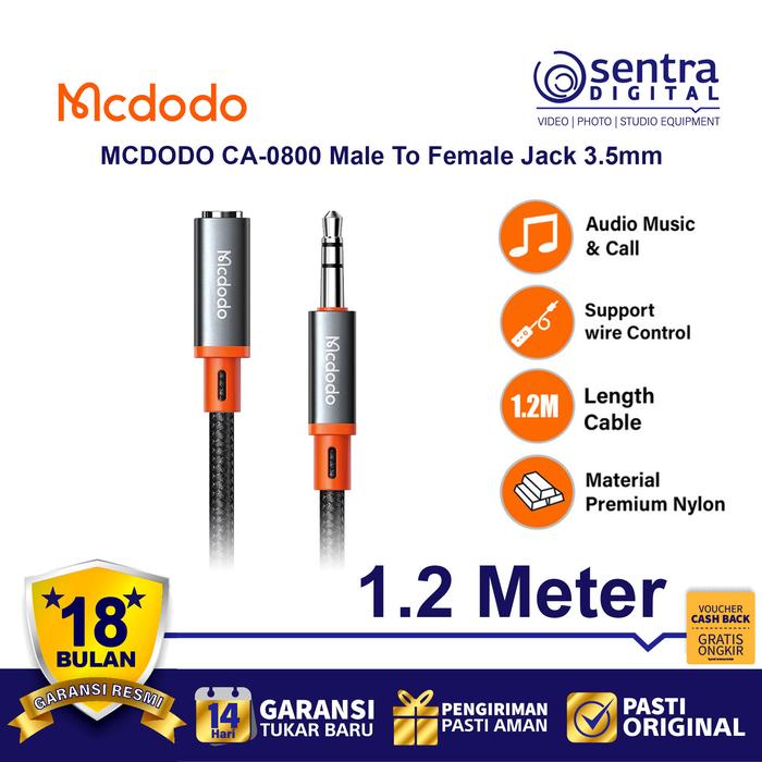 Gambar MCDODO CA-0800 Kabel Extension Jack 3.5mm Male To Female ( AUX Cable ) dari Sentra Digital Kota Surabaya Tokopedia