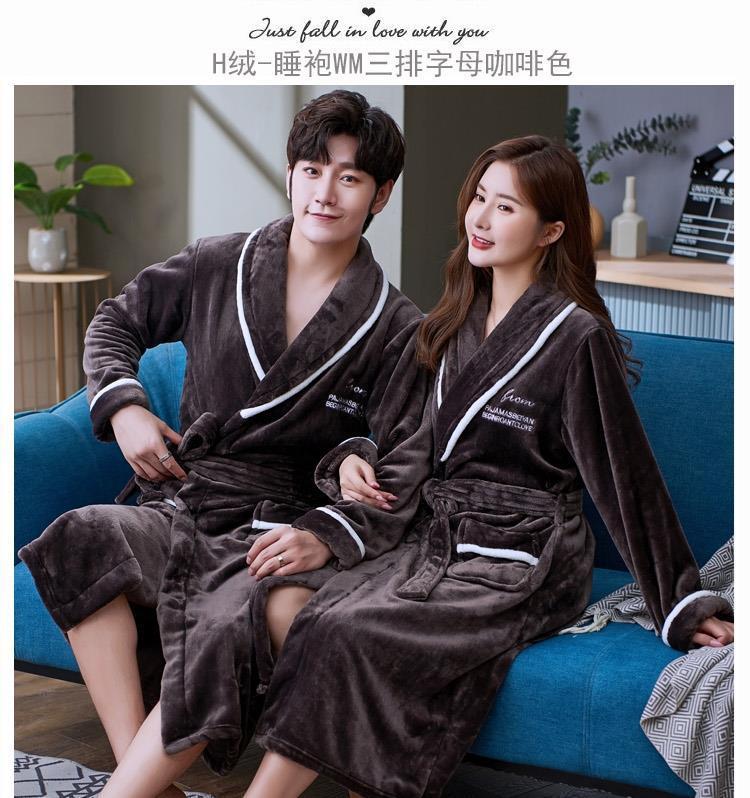 Product Introduction of Váy Ngủ vải nỉ, Phong Cách Cặp Đôi, Dành Cho Nam Và Nữ, Thích Hợp Cho Mùa Thu Và Mùa Đông, Ấm Áp Và Nhồi Bông, Áo Choàng Tắm Dài, Làm Bằng Lông Cừu San Hô, Trang Phục Đi Ngủ Ngọt Ngào Women Top 16