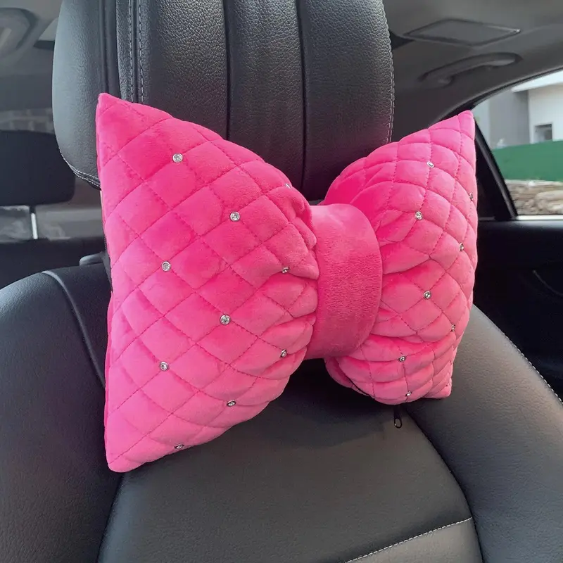 Rhinestone Decor Car Headrest Pillow, Cute Car Neck Pillow, Car Interior Accessories for Women 3