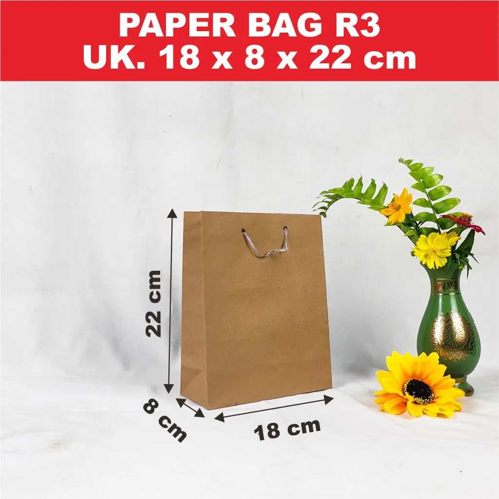 R3 Paper Bag Tas Kertas Godie Bag Uk 18x8x22cm isi 12 pcs