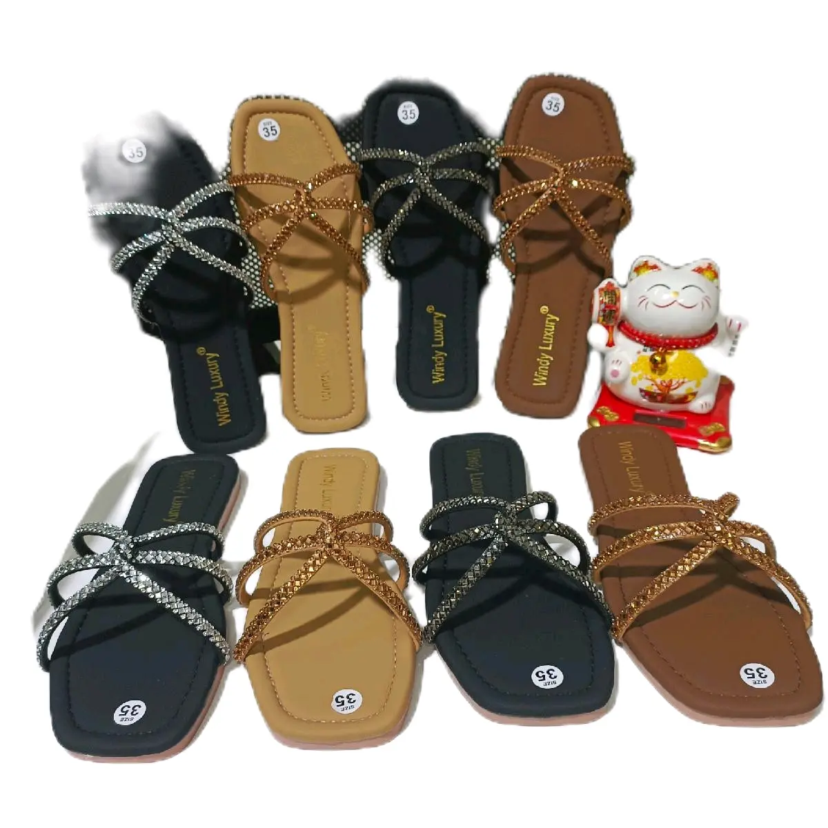 Dép nữ lên xoàn đá xinh, size 35-39, thương hiệu uy tín - DéP Nữ Slipper Women Len Có Quai Shoes GiàY