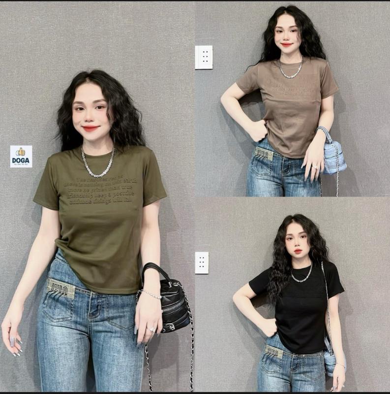 Áo Thun dáng baby tee có size 35kg đến 70kg chất BORIP COTTON Xịn chữ dập nổi điểm nhấn tôn dáng nhiều màu M173 Nữ Top Women Cổ Tròn