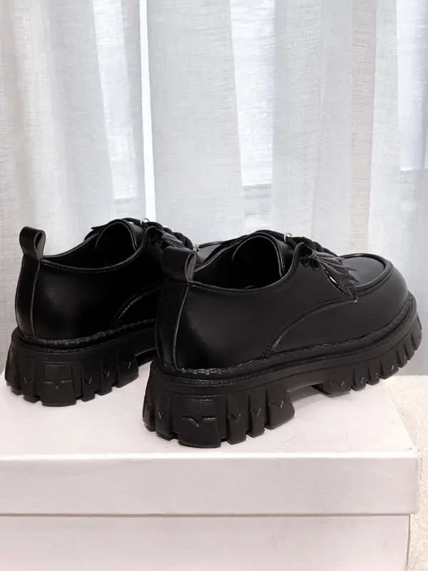 Women's Fashionable Chain Decor Plain Platform Loafers, Casual Star & Wing Design Platform Loafers For Daily Wear, Footwear, Girl's Walking Shoes 5