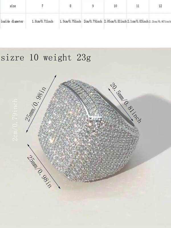 Luxurious Rhinestone Decorated Chunky Geometric Ring, Fashionable Punk Style Ring for Men, Striking All-match Fashion Accessories, Exquisite Jewelry for Birthday Gifts 5