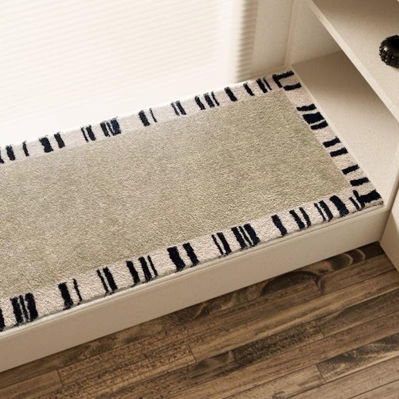 Thảm Đầu Giường, Chất Liệu Cashmere Giả, Kích Thước 40X60Cm-80X200Cm, Chống Trượt, Dòng Đường Kẻ Đơn Giản, Thích Hợp Để Đồ Trang Trí Đầu Giường, Karpet Panjang, Karpet Bilik Tidur, Karpet Bilik Tidur, Thảm Phòng Ngủ, Thảm Dài, Thảm Hiện Đại 3