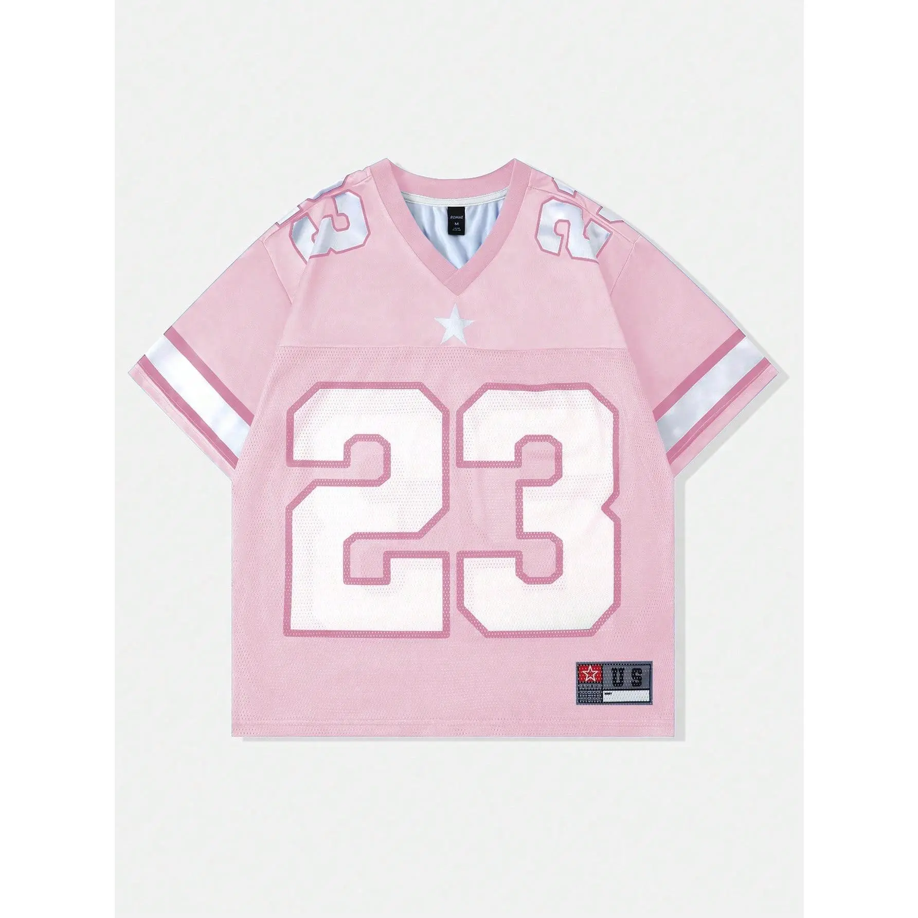 ROMWE MEN Street Life Men's Mesh Contrast Sports Short Sleeve Football Jersey Style T-Shirt Athletic Jersey