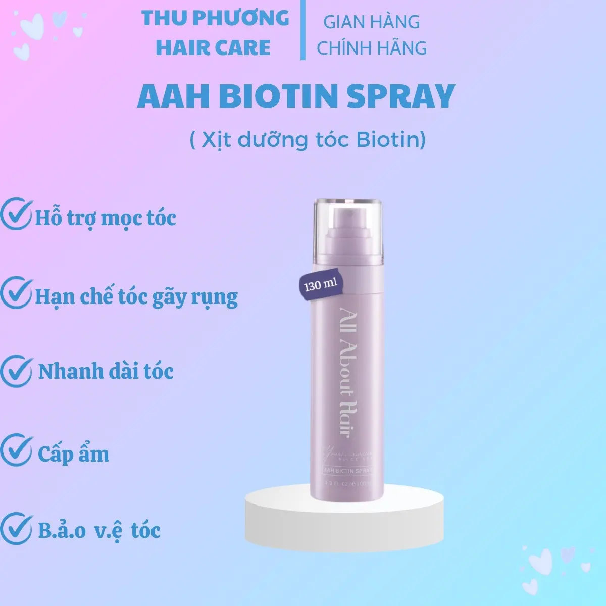 [ Không Quà ] Xịt Dưỡng Tóc Biotin All About Hair . Xịt Dưỡng Và Hỗ Trợ Mọc Tóc . Xịt Mọc Tóc Dùng Được Cho Cả Nam & Nữ . chai