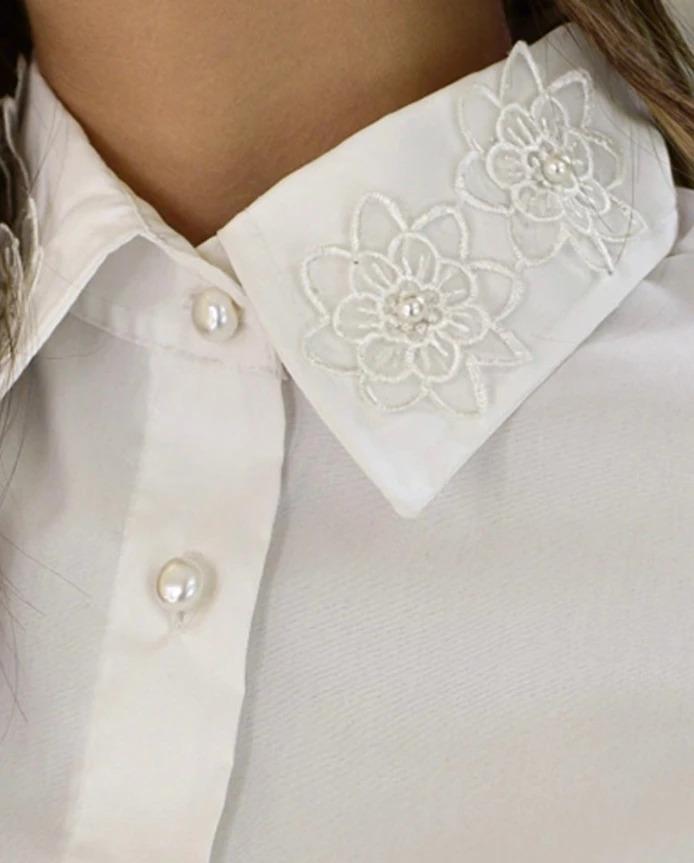 Product Introduction of Women's Blouse Tops Elegant Daily Solid Color V-Neck Rhinestone Decoration Sheer Mesh Splicing Lantern Long Sleeve Shirt Top 15