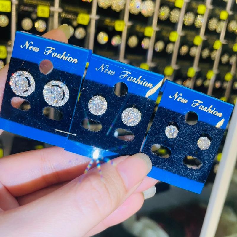   Combo 3 đôi   khuyên tai nụ   chất liệu Titan  - thời trang phong cách Nam nữ 