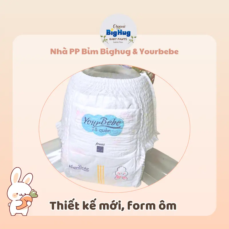 [ Live- HH 10% ] Bao bì YourBebe : Combo 100 bim quần form suông, Có miếng dán sau. Thấm hút từ 500ml Đến 800ml. Bỉm mềm mỏng 2mm 1