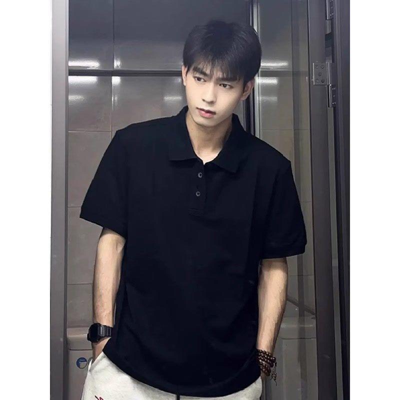 Product Introduction of Áo Thun ngắn Tay Polo, Màu Đen, Cổ Áo bẻ xuống, Trang Phục Mùa Hè Cho Nam, Trưởng Thành Và Ổn Định, Phong Cách Ruan, Cổ Điển Mỹ Đẹp Trai, Áo Công Sở, Tay Lửng 1