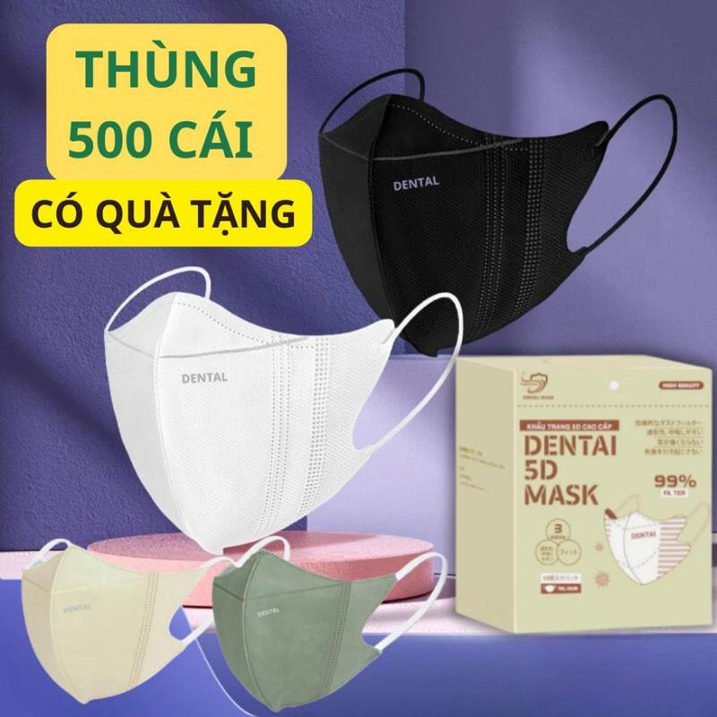 ( TẶNG 10 CÁI ) Thùng 500 chiếc khẩu trang 5D người lớn DENTAL MASK chính hãng cao cấp dày dặn chống tia UV khẩutrang thinh phat khautrang  5d Phụ Kiện Khuyên Tai