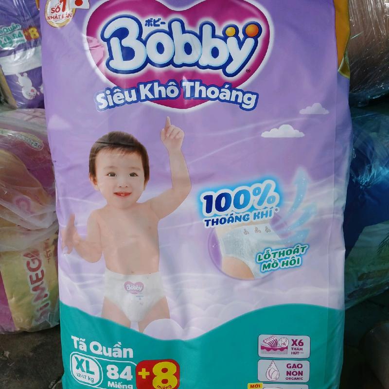Tã bỉm quần Bobby lõi nén 3mm gạo non (M 112+8/L 96+8/Xl 84+8/Xxl 76+8/Xxl 84) Cho Bé