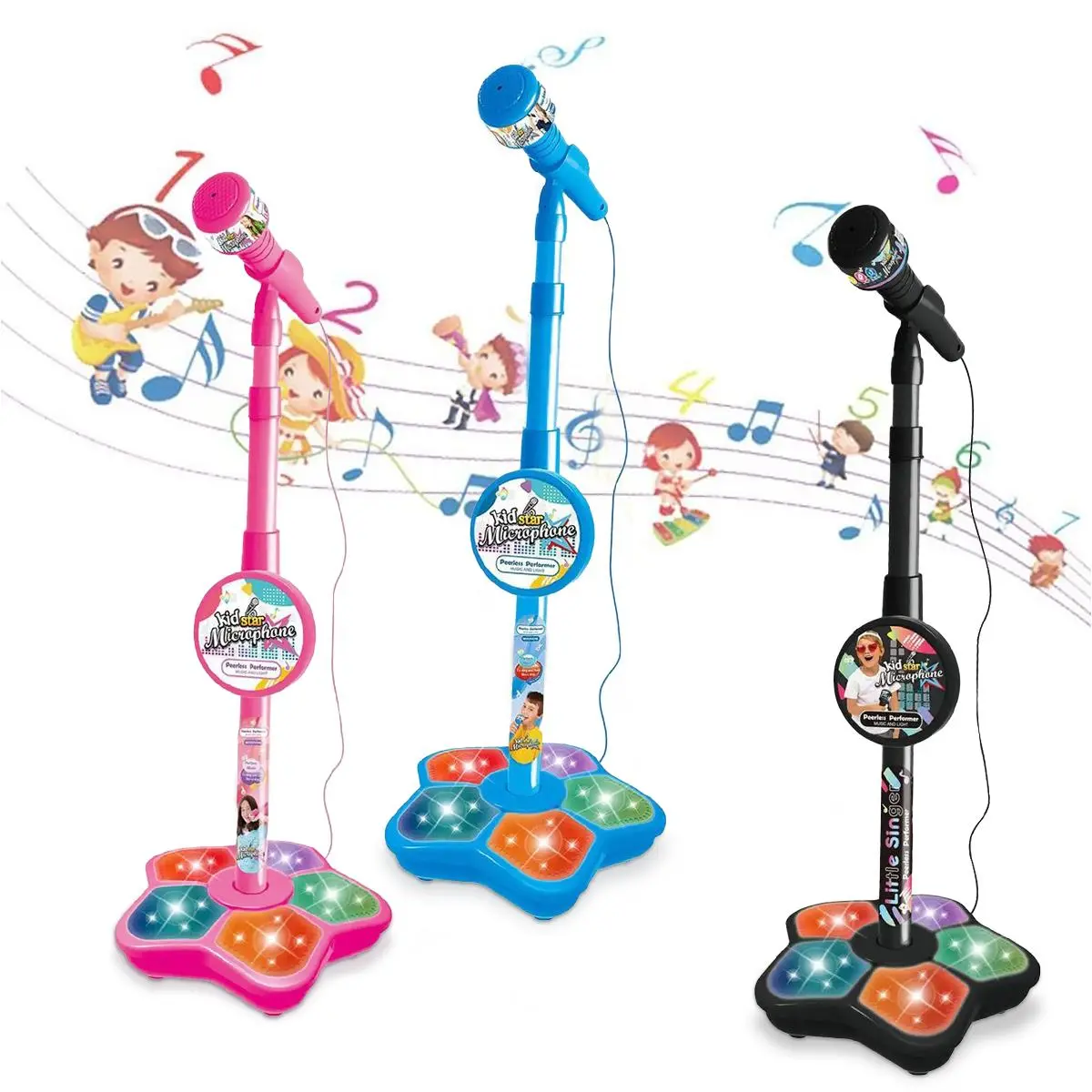 Karaoke Microphone Toy, 1 Set Simulation Microphone with Stand, Music Microphone Toy, Singing Toy for Kids, Birthday Gift for Boys & Girls