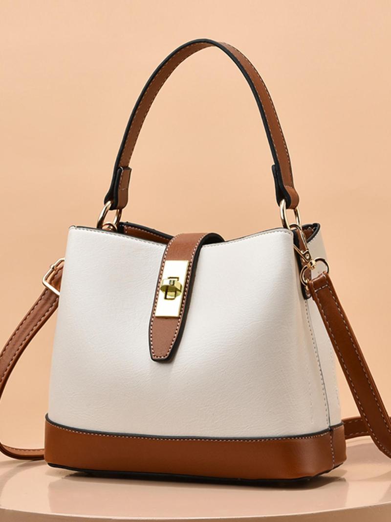 Product Introduction of Women's Fashionable Plain Color Bucket Bag, Casual PU Leather Shoulder Crossbody Bag for Daily Used, Trendy Versatile High-quality Daily Commuting Bag 7