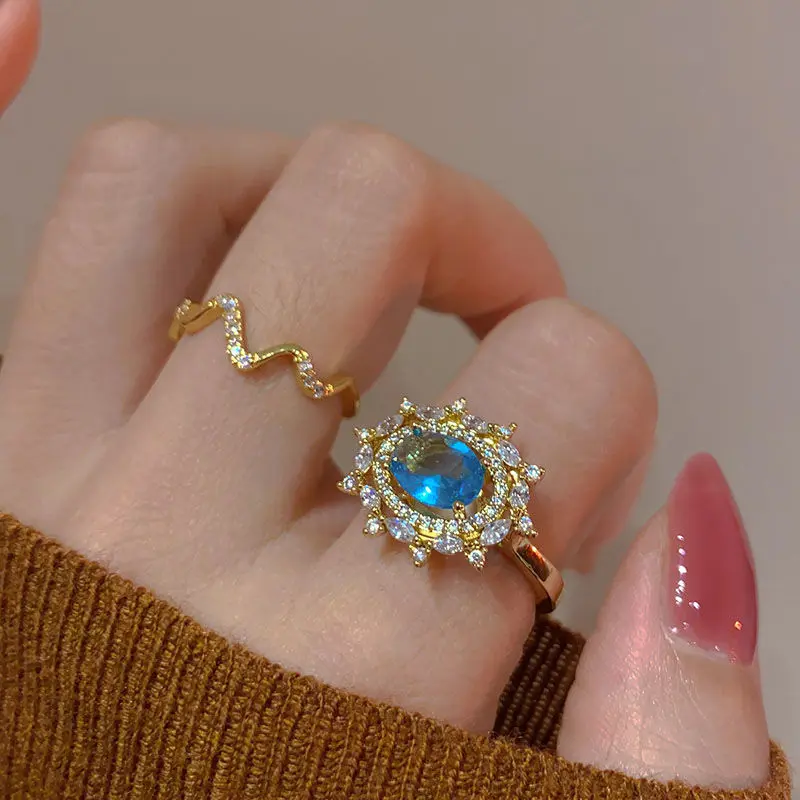 Blue Danube | French Retro Affordable Luxury Niche Design Ring 2024 New Fashion Finger Ring