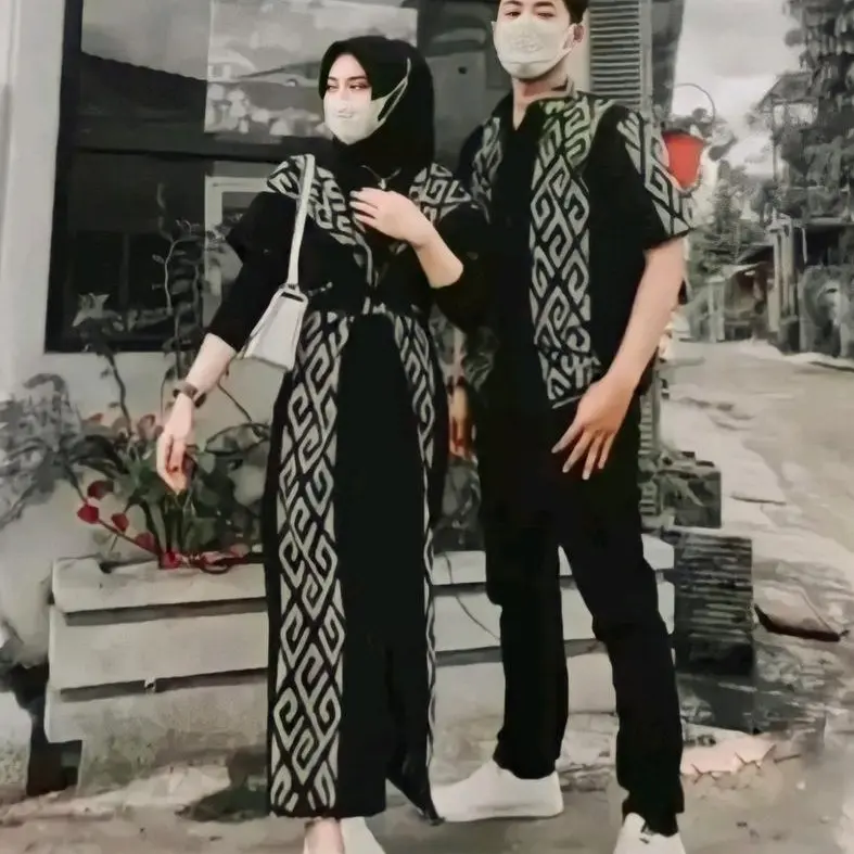 Set Couple Tenun Pasangan Clara Dress Baju Kondangan ( READY STOK ) Kain Panjang Etnik  Wanita
