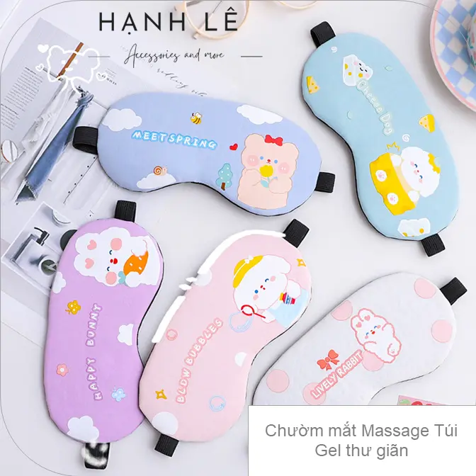 Chườm bịt mắt ngủ chống chói kèm túi gel nóng lạnh họa tiết hoạt hình đáng yêu 0