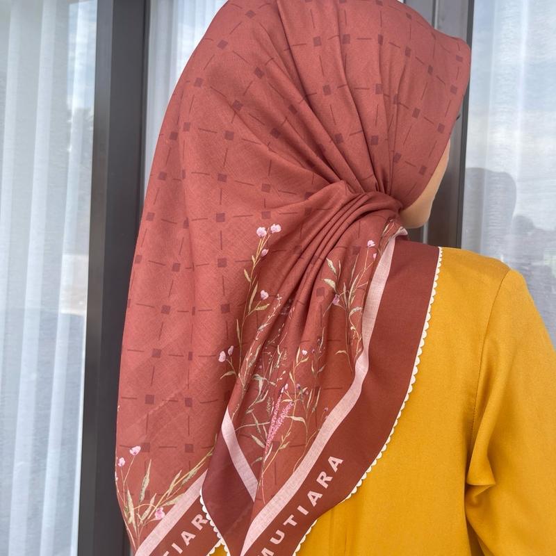 HIJAB jilbab kerudung wanita SEGI EMPAT MOTIF DM MUTIARA VOAL PREMIUM Lembut Muslim Square 2