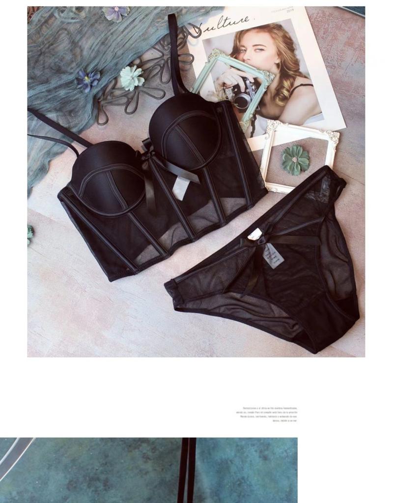 Product Introduction of Vintage Lingerie For Girls Half Cup Thin Breathable Mesh Hold Up Sexy Bra Set 15