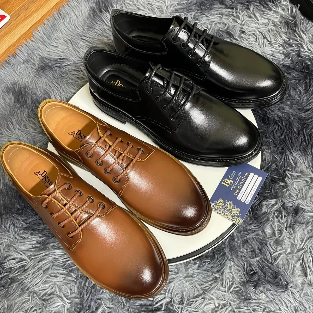 T2-Giày đốc thấp cổ da bò nguyên tấm Nam