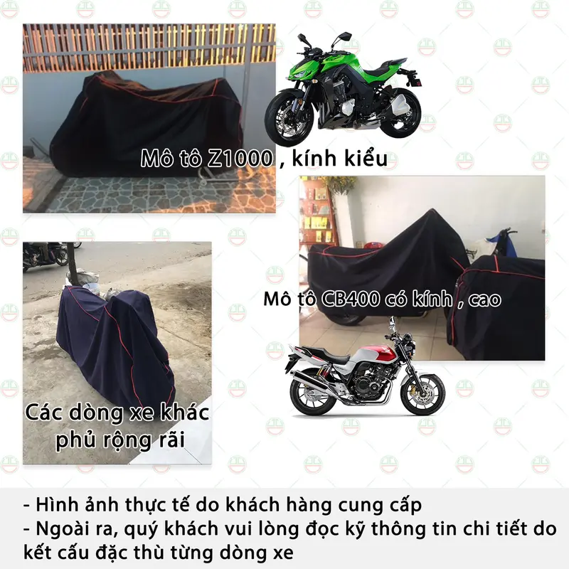 [Loại Lớn - Dày] Áo Bạt Phủ Trùm Xe Máy KhoNCC Che Mưa Nắng Dòng Xe Lớn SH 125 150i , Moto Z1000 CBR1000 - NQL-BPXMT Phủ Xe 7